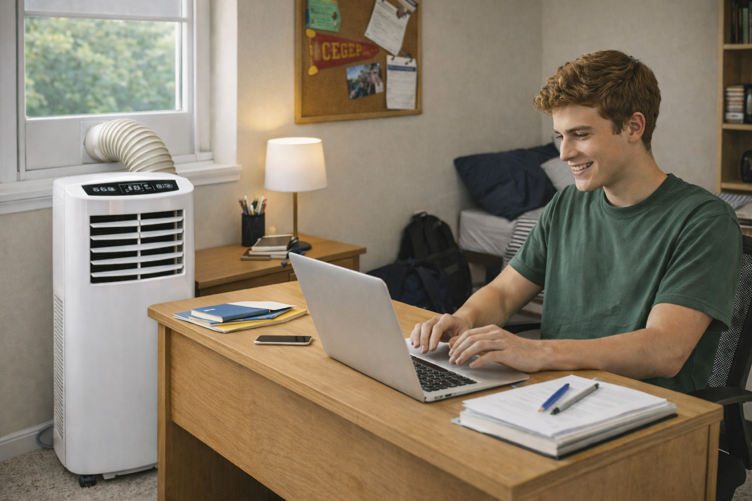 Étudiant avec climatiseur portatif pas cher — air climatisé usagé à vendre